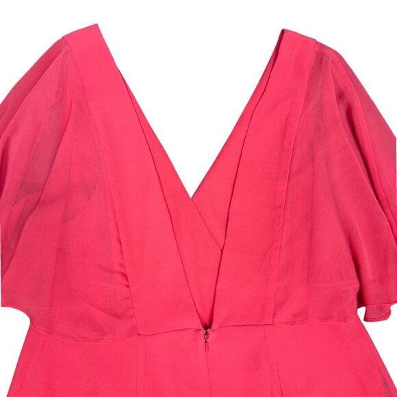 Women's ASOS Mango Red Flutter Sleeve V-Neckline Dress- Size 12 - Picture 4 of 11